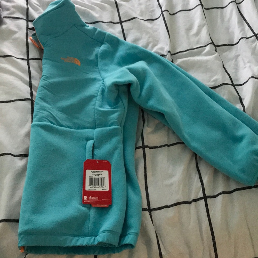Sky blue north face zip up fleece!!